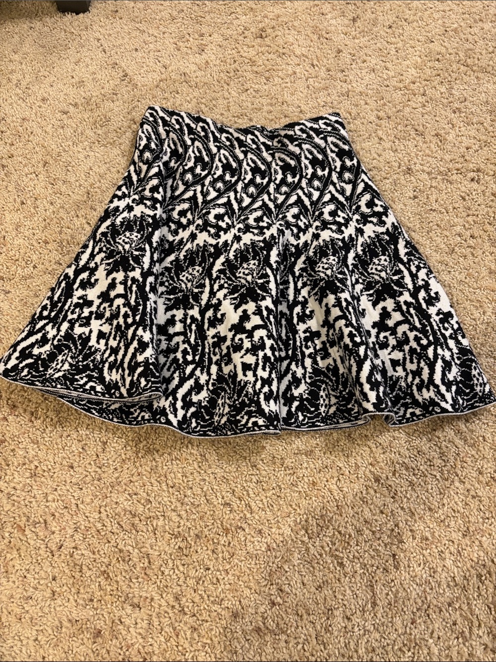 Xhilaration Black and White Floral-Pattern Skater Skirt